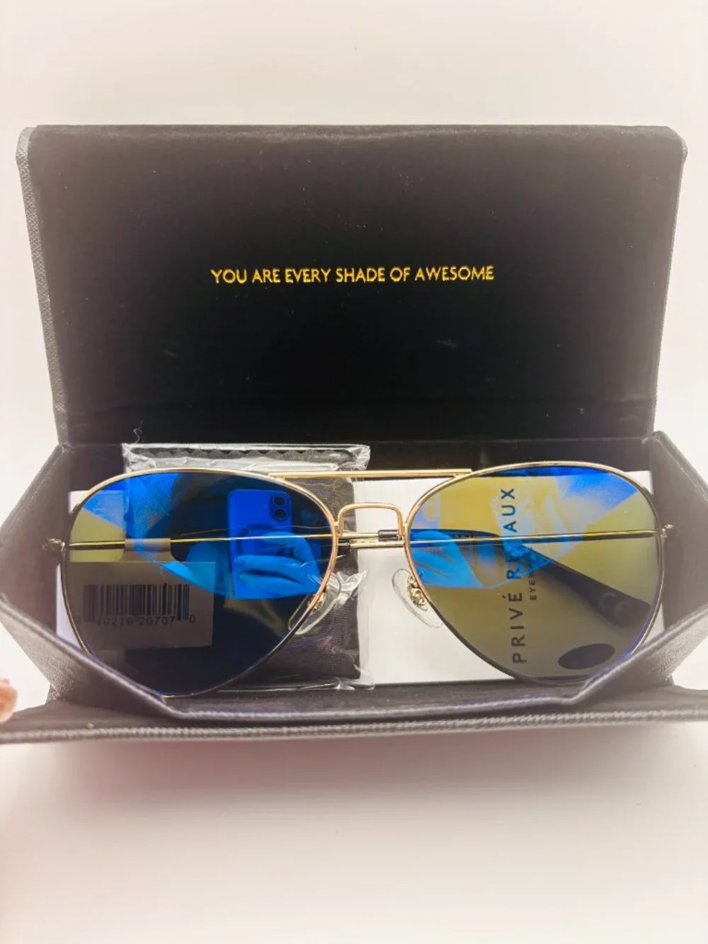 Privé Revaux Commando 2.0 Champagne Gold Blue Mirror Polarized Sunglasses